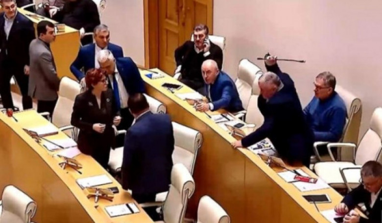 Հայհոյանքներ և ձեռնամարտեր`Վրաստանի խորհրդարանում. VIDEO